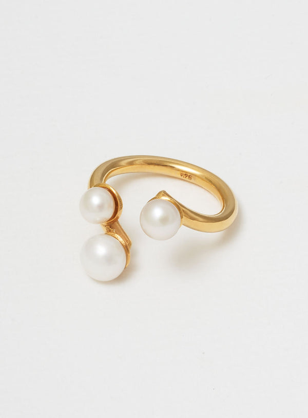 Twisted pearl 14K Gold Plated Ring w. Pearl
