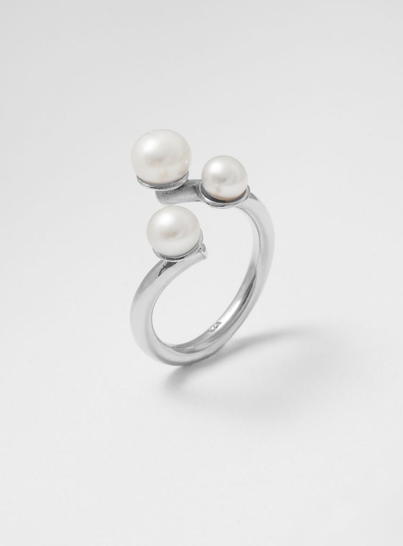Twisted pearl Sølv Ring m. Perle