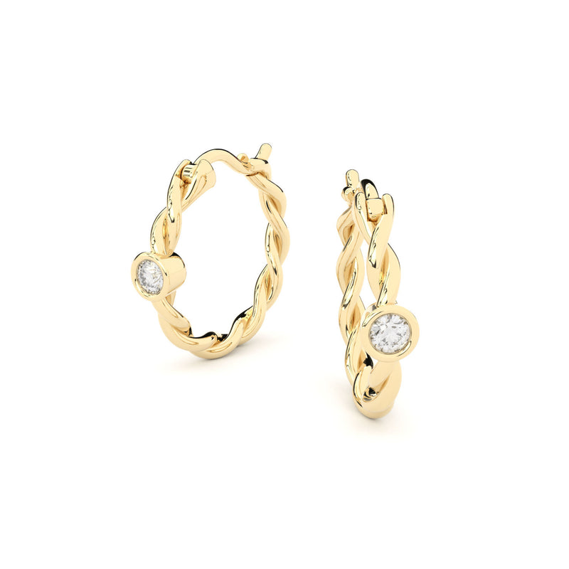 Becoming Twisted 18K Gold Earrings w. Lab-Grown Diamonds