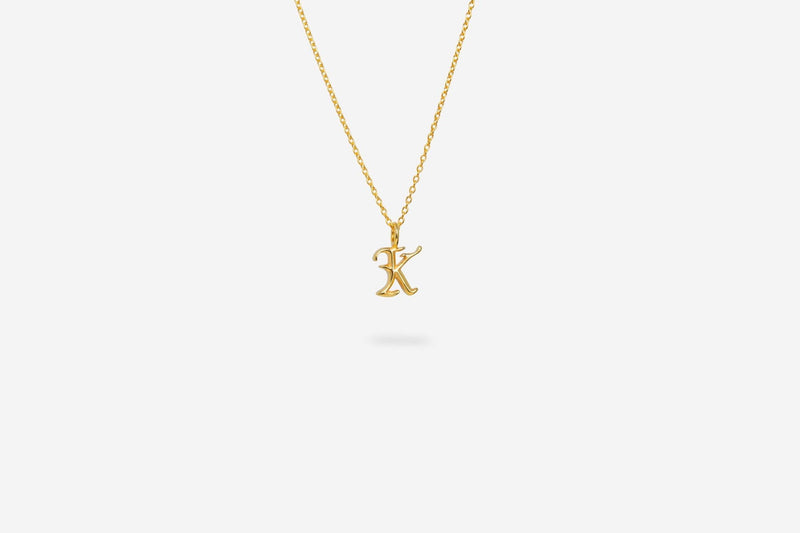 IX K Letter 22K Gold Plated Pendant