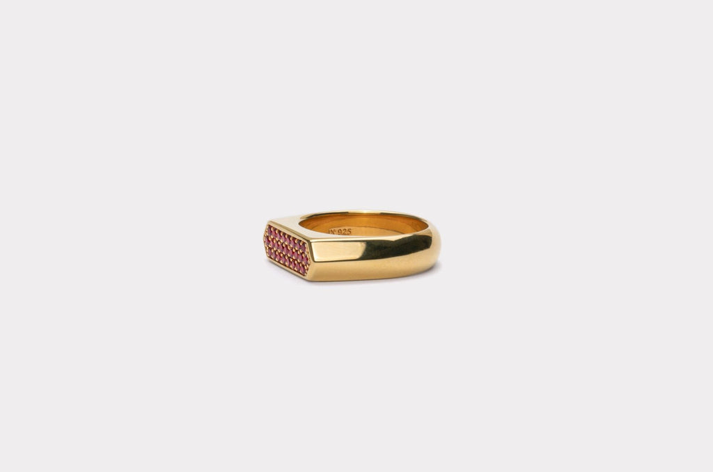 IX Mini Sechseck rot Gold plattiert Ring