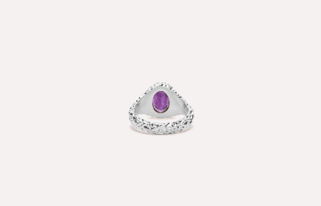 IX Crunchy Ornate Amethyst Signet Ring
