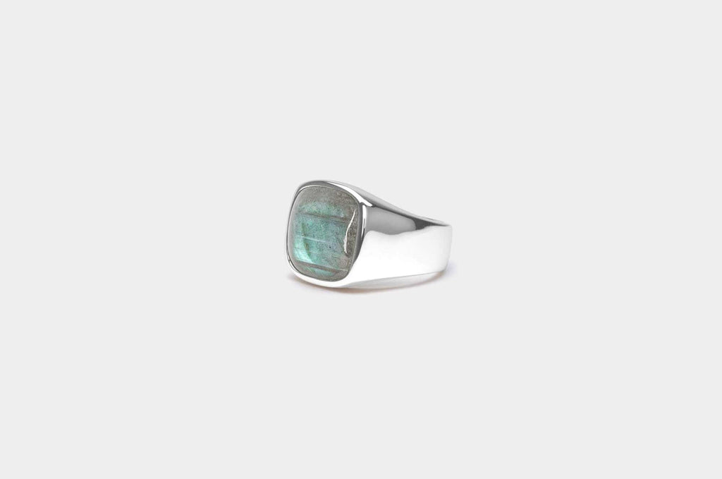 IX Cushion Signet Labradorite Ring