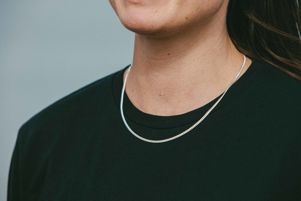 IX Curb Medi Silver Necklace
