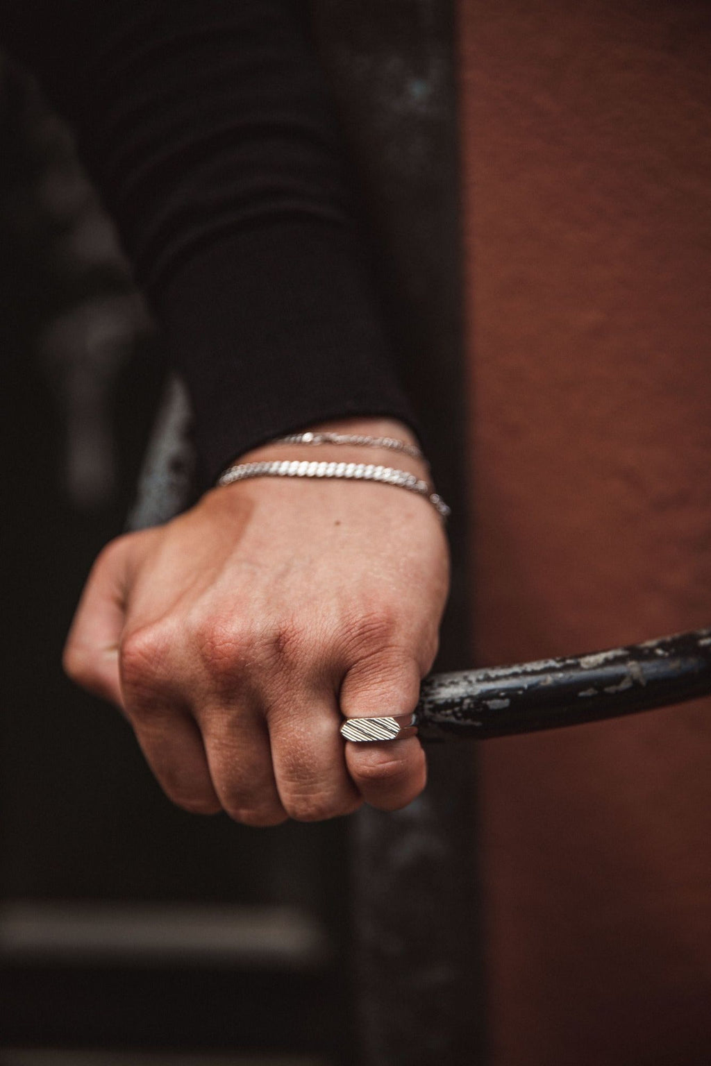 IX Mini Brushed Hexagon Silver Ring