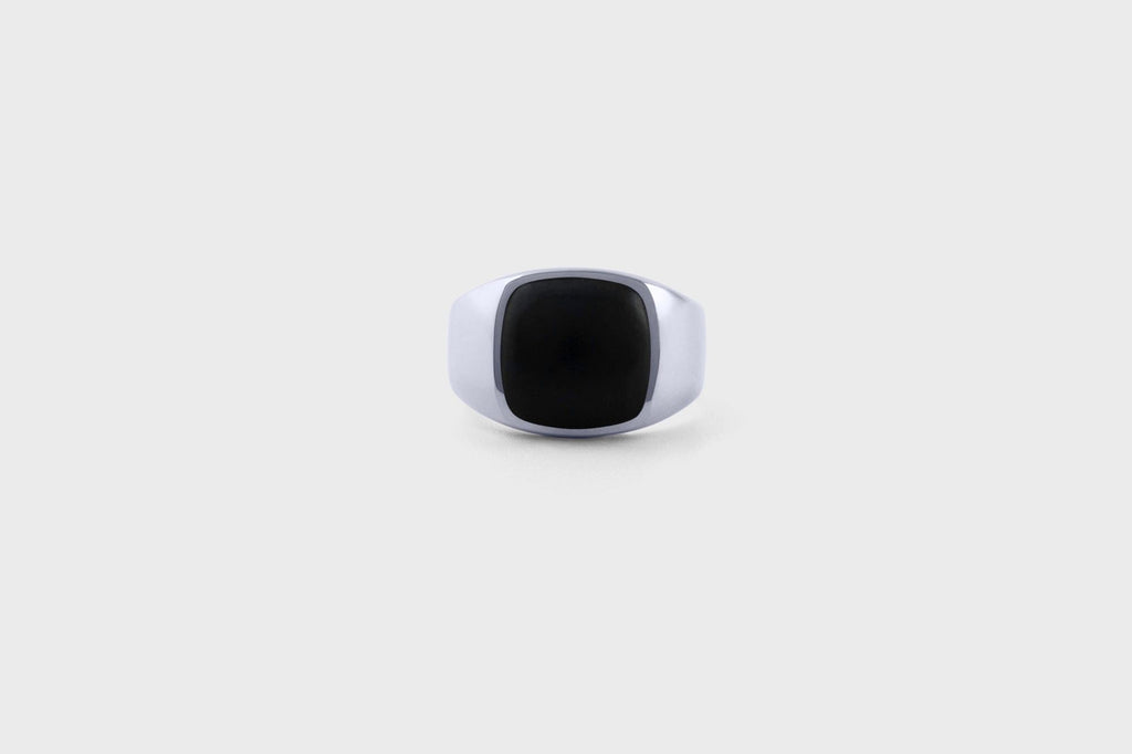 IX Cushion silberner Siegelring I Onyx