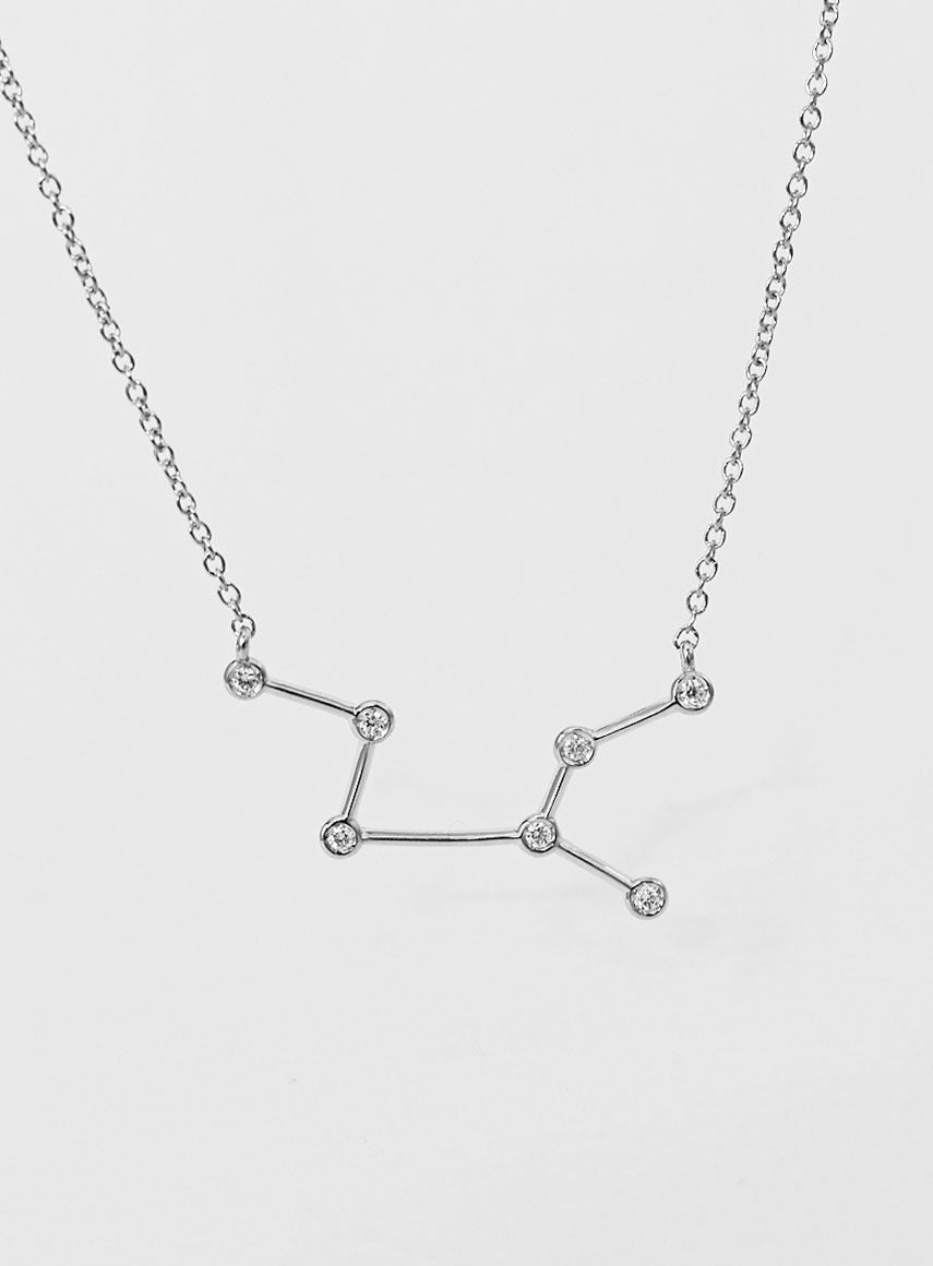 Star Sign Virgo 18K Hvidguld Halskæde m. Diamant