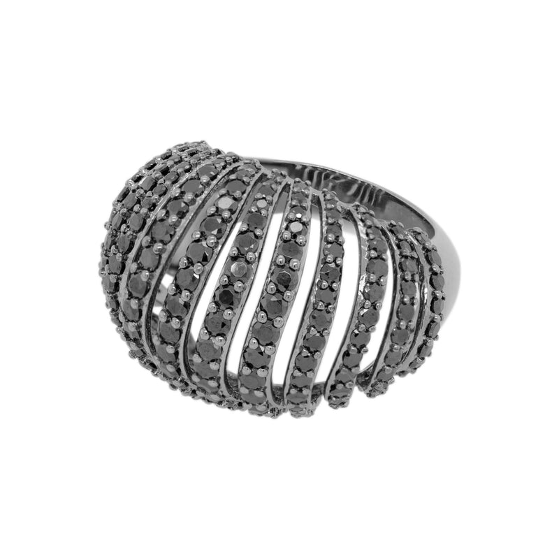 Ribbed VOID Silberring mit Spinell