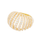 Ribbed VOID 18K Gold Plated Ring w. Zirconias