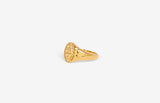 IX Mini Oval Nature Signet 22K Gold Plated w. Zirconia  Ring
