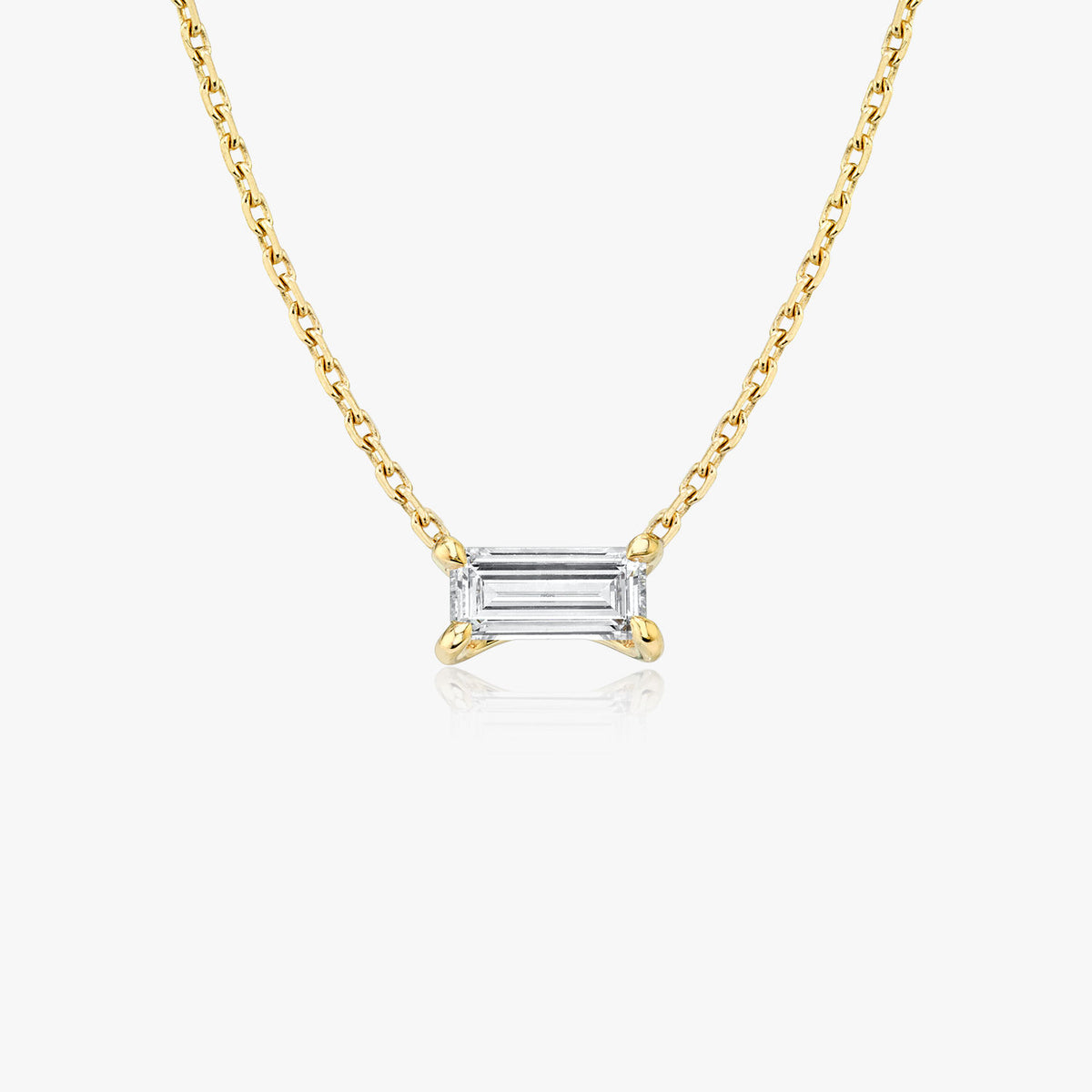 Iconic Baguette 14K Gold Necklace w. Lab-Grown Diamond