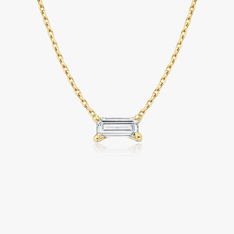 Iconic Baguette 14K Whitegold Necklace w. Lab-Grown Diamond