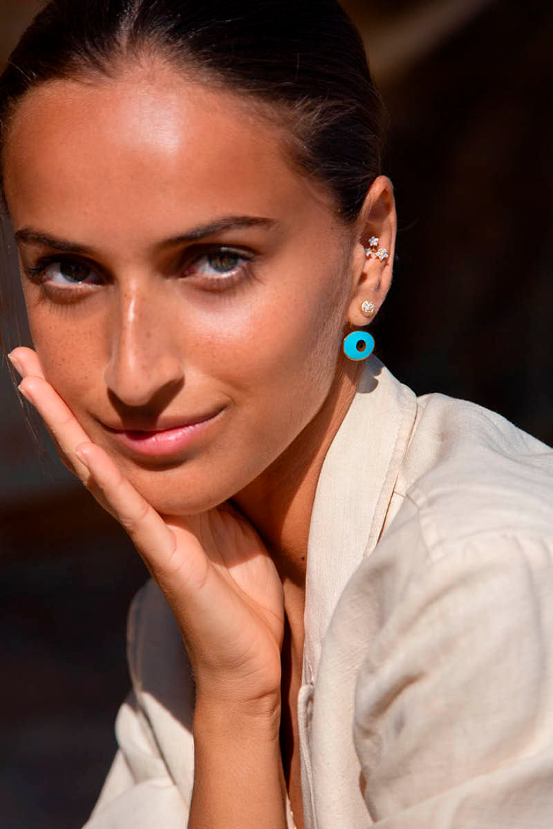 Lotus 18K Guld Ørestikker m. Diamanter