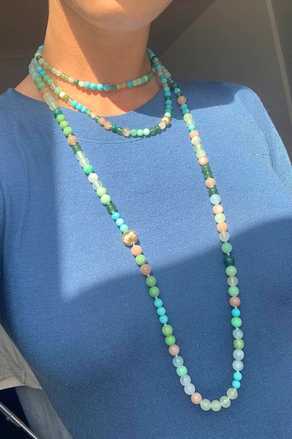 Bead collier Pearls, Turquoise 80 cm.