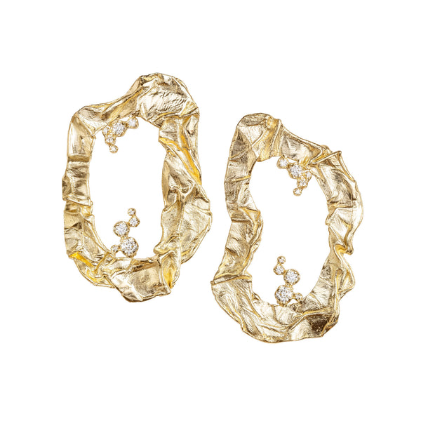 Fusion Big No 01 18K Gold, Whitegold or Rosegold Earrings w. Diamonds