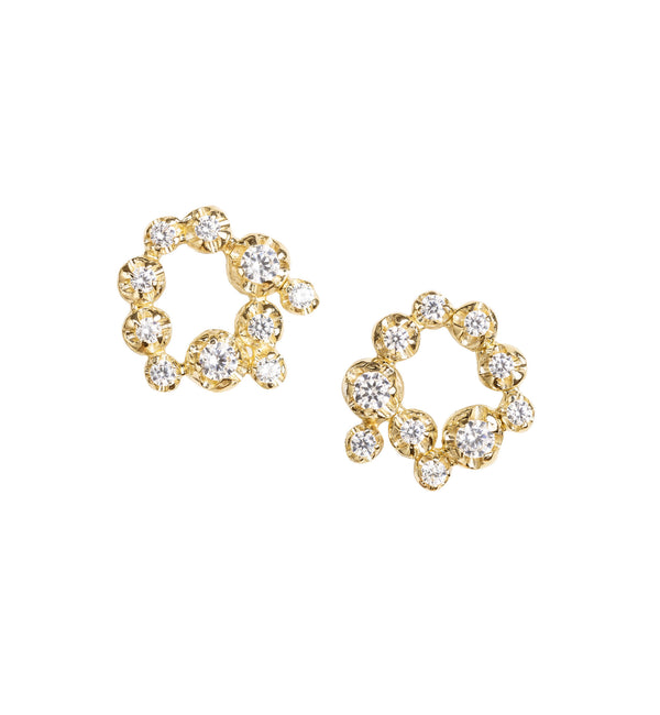 Middle Circle Nr 01 18K Gold, Whitegold or Rosegold Earrings w. Diamonds