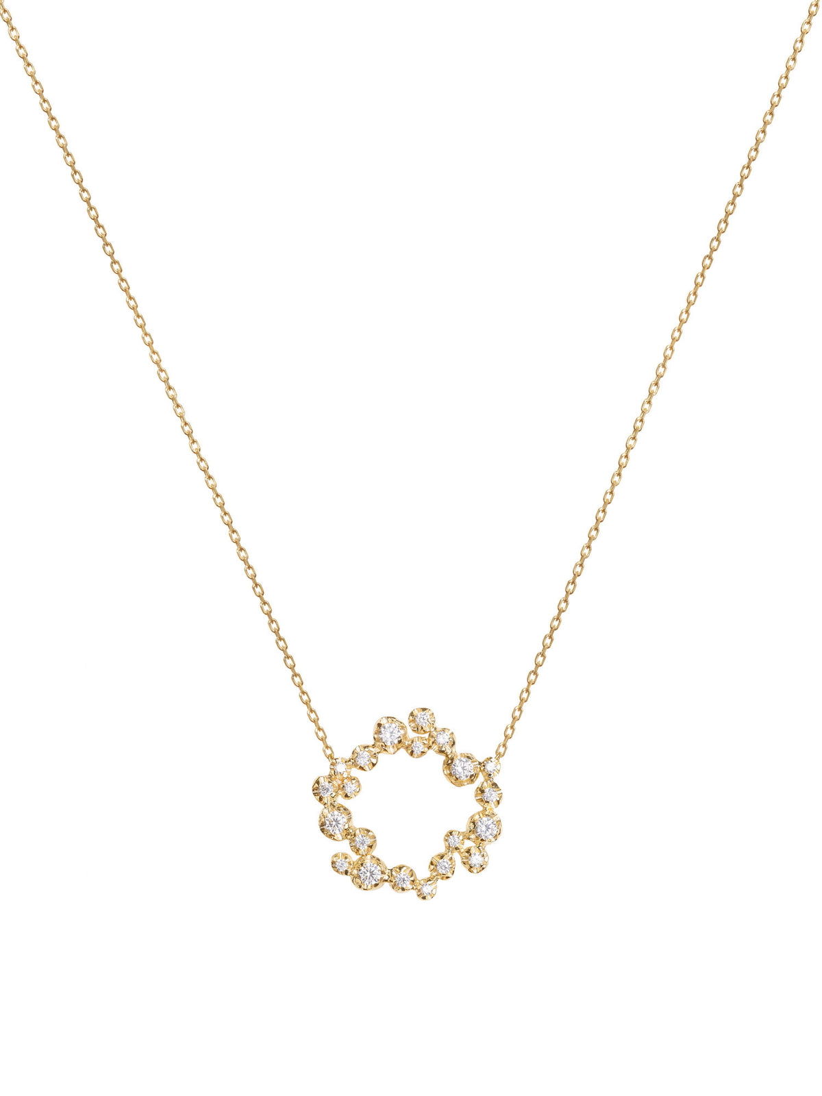 Big Circle Nr 01 18K Gold, Whitegold or Rosegold Necklace w. Diamonds