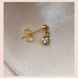 Crystal 18K Gold Plated Stud w. White Zirconia