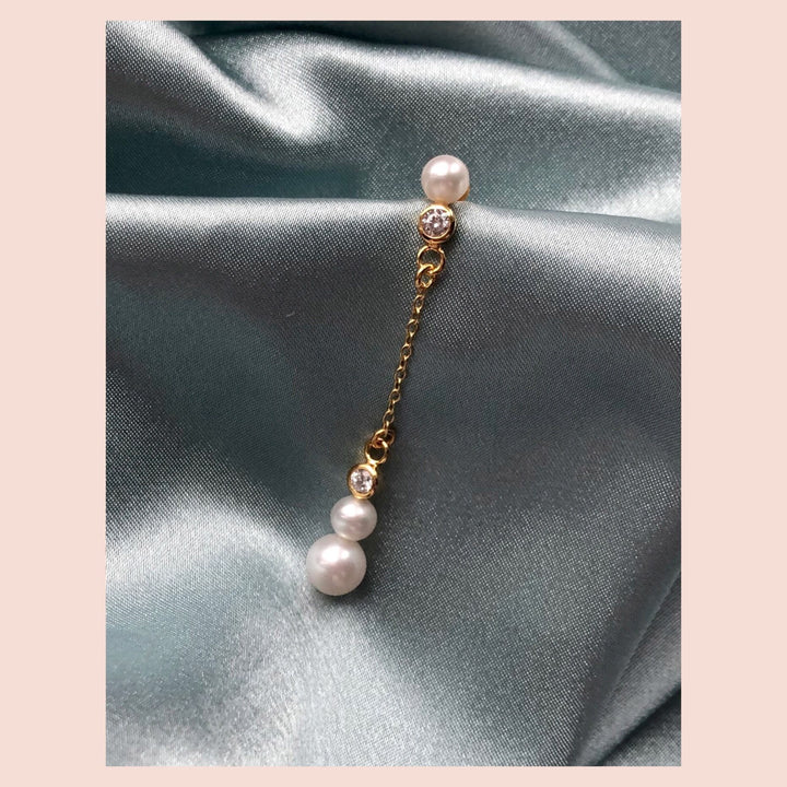 Orbit 18K Gold Plated Stud w. White Pearls