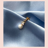 Bubble 18K Gold Plated Stud w. White Pearls