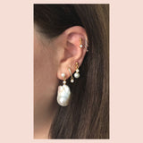 Bubble 18K Gold Plated Stud w. White Pearls