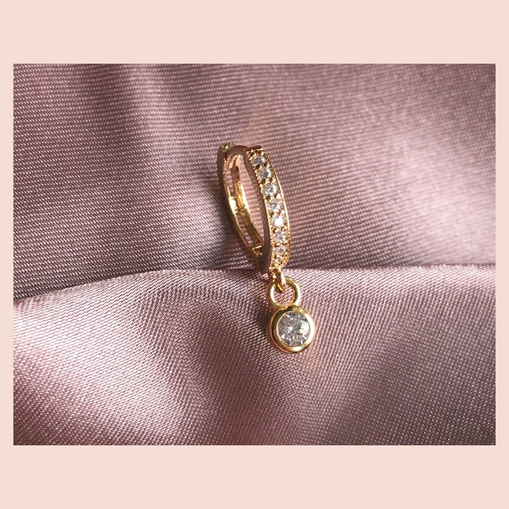 Starry Night 18K Gold Plated Hoop w. White Zirconia