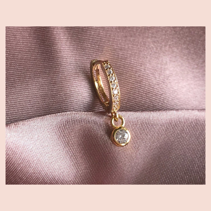 Starry Night 18K Gold Plated Hoop w. White Zirconia