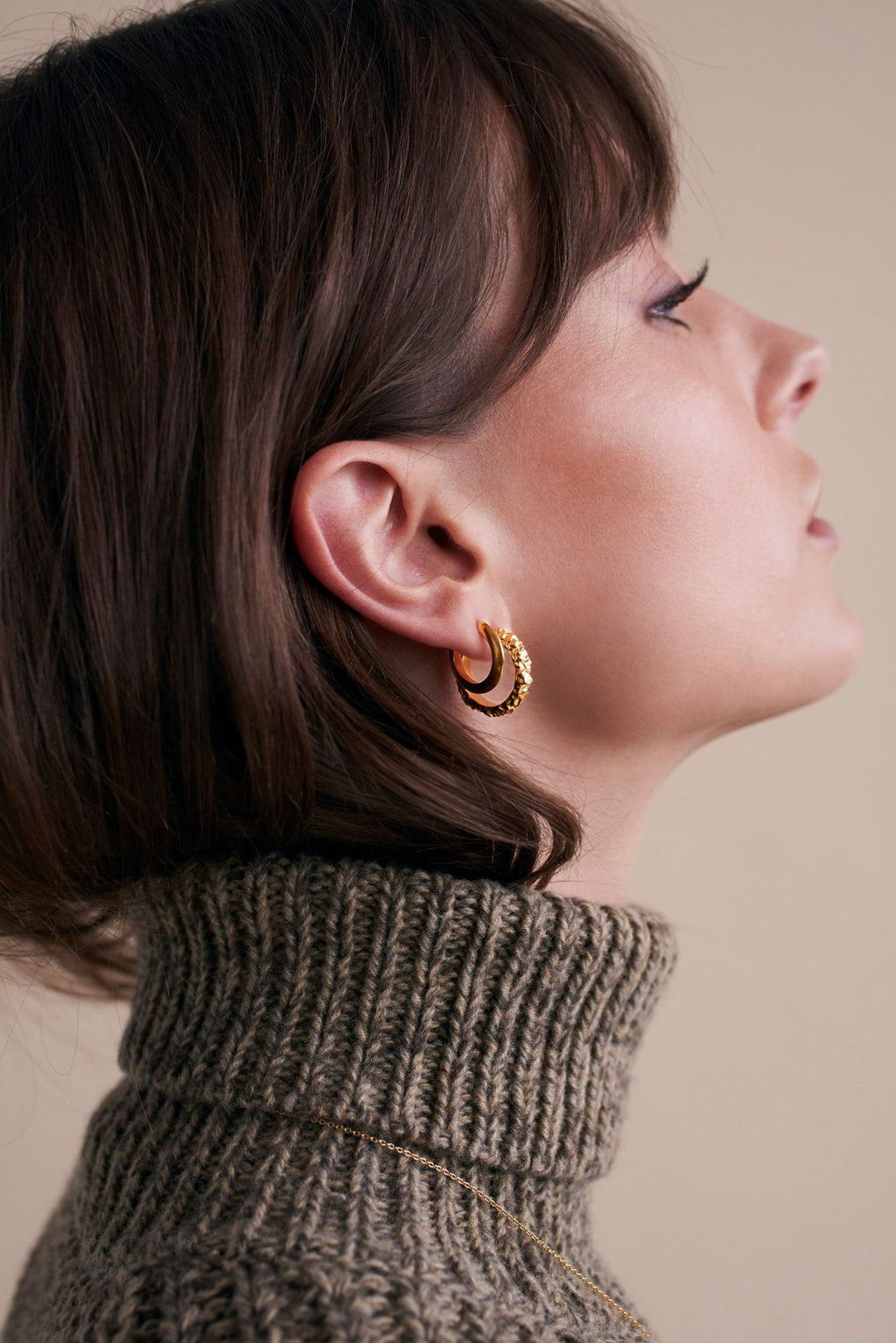 IX Crunchy Edge Gold Plated Hoop