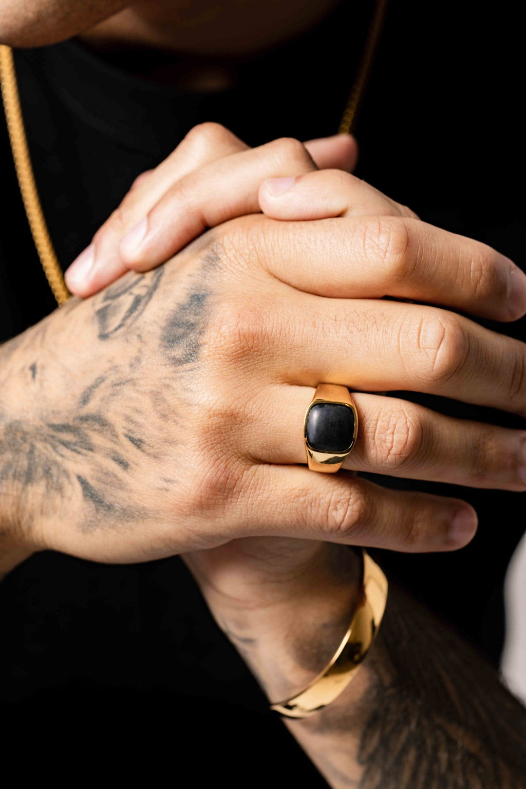 IX Cushion Signet 22K Forgyldt Ring m. Onyx