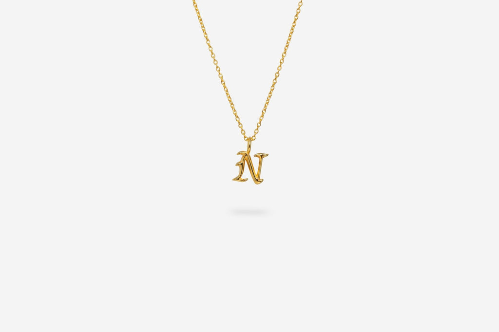 IX N Letter 22K Gold Plated Pendant