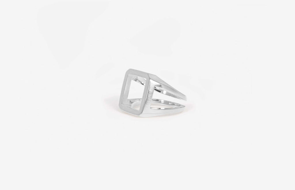 IX Octagon Simple Signet Silver Ring