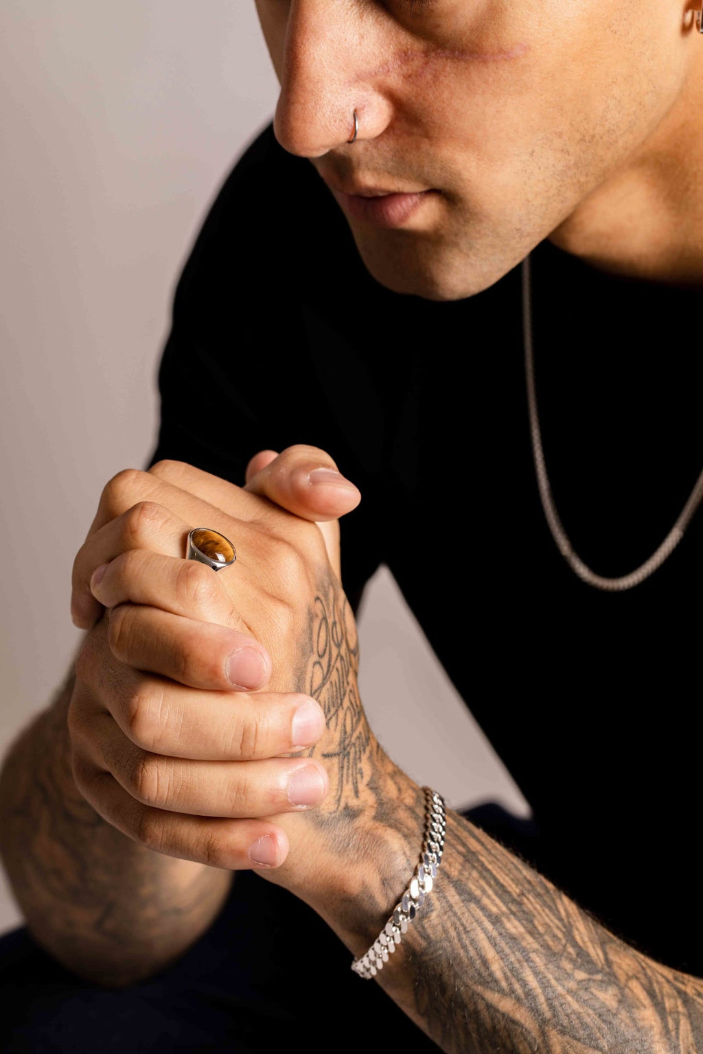 IX Oval Signet Tiger Eye Ring