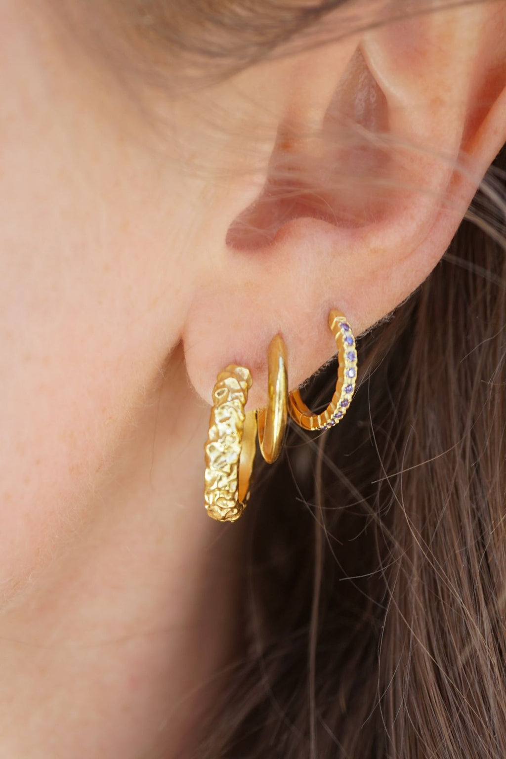 IX Eternity Purple Gold Plated Hoops