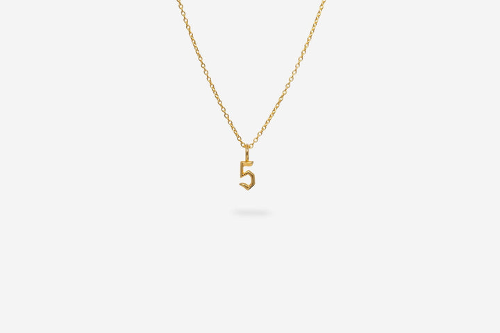 IX Lucky Number 5 Gold Plated Pendant