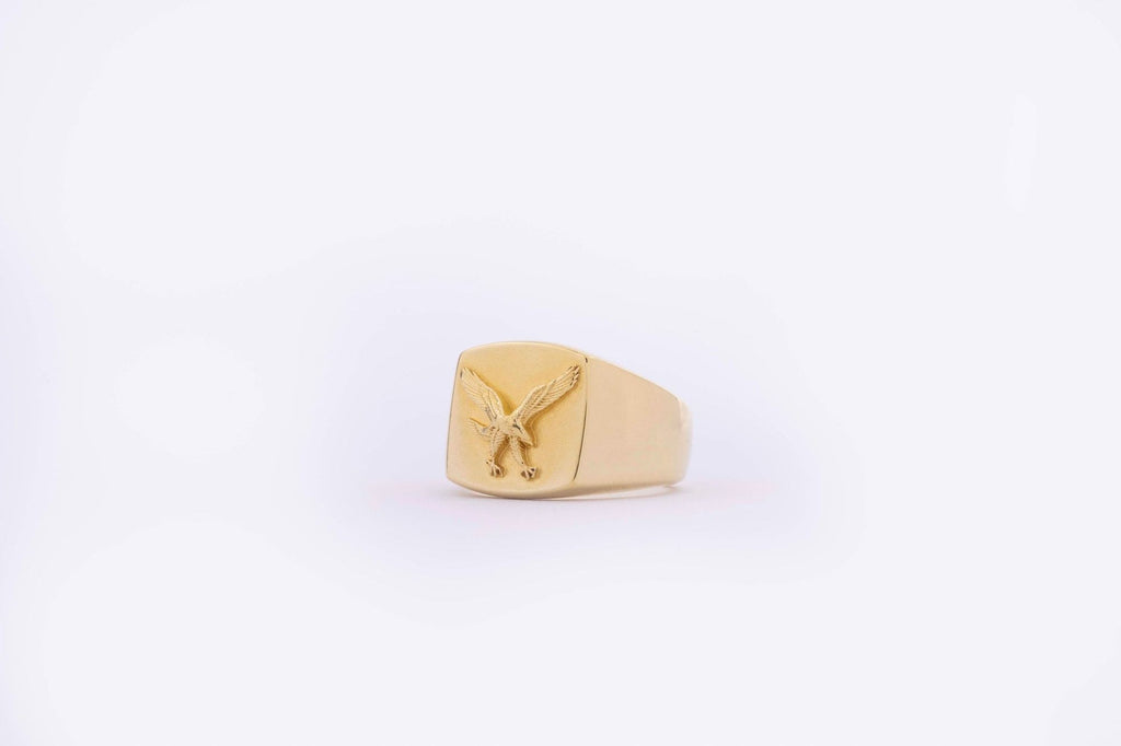 IX Eagle Signet Gold Plated Ring
