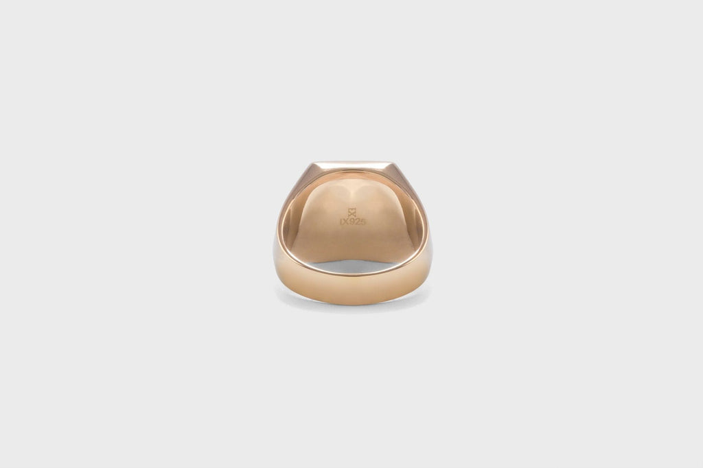 IX Hexagon Marble Signet Gold Plated Ring