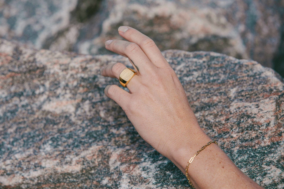IX Tribute Gold Plated Signet Ring