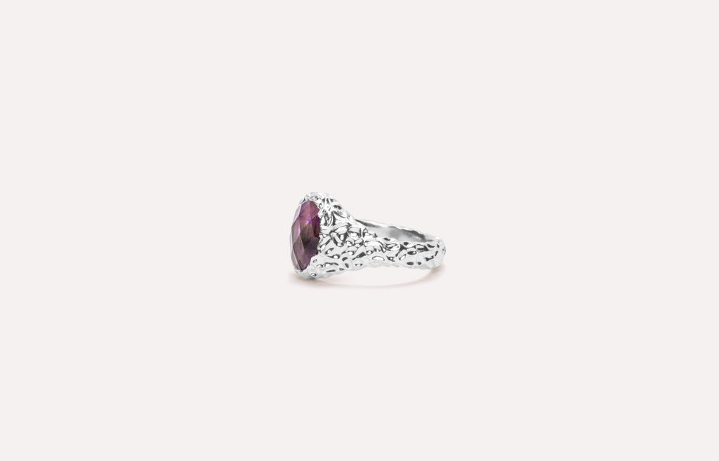 IX Crunchy Ornate Amethyst Signet Ring